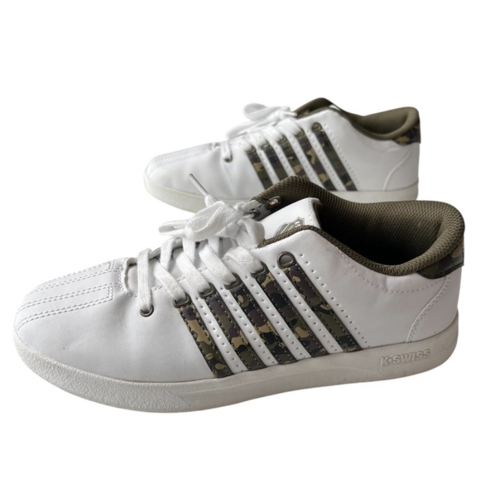 K Swiss Classic White w Camo Camouflage Stripes Women’s Sneakers SZ 7
